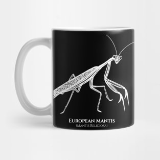 Praying Mantis with Common and Latin Names - on black Mug